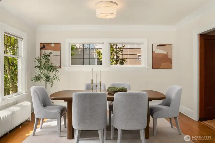 A closer up view of the dining room.