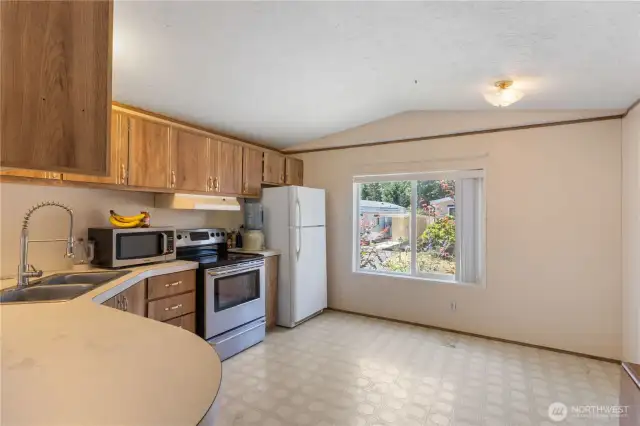 There is ample space to set up this kitchen with a dining table or a centre island