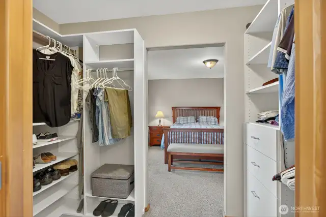 Walk in closet off the primary suite with lots of storage.