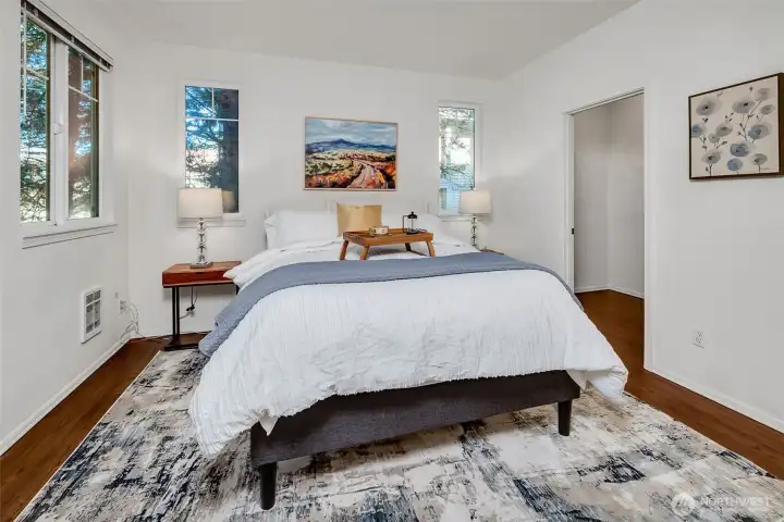 Primary bedroom with walk in closet.