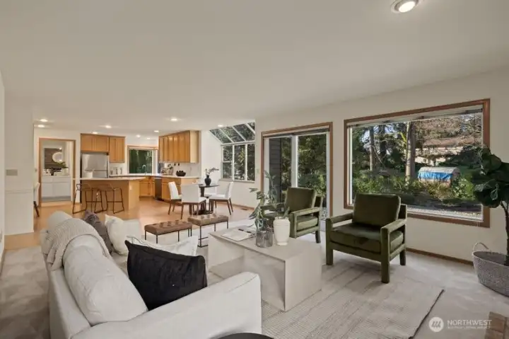 Family flows out to outdoor patio