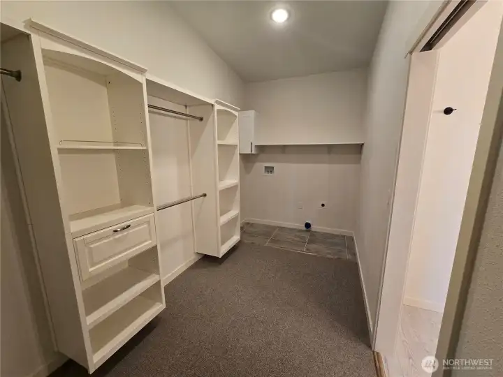 Extra large walk in closet features side by side laundry hook-ups. Alternative hook-ups, for stackable units are available in the entry closet, if you prefer. Extra large walk in closet features side by side laundry hook-ups. Alternative hook-ups, for stackable units are available in the entry closet, if you prefer.