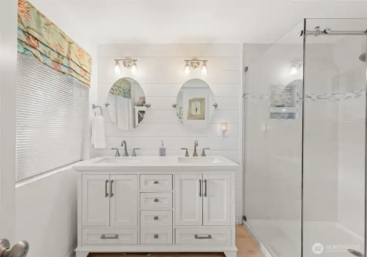 Primary bath with glass shower