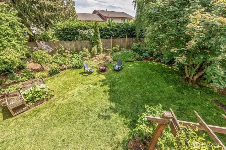 View of yard and gardens from upstairs
