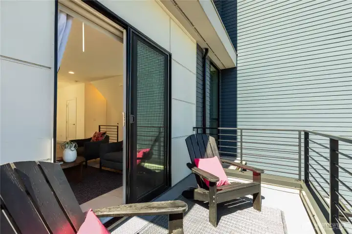 Private outdoor patio directly off the living room.  Outdoor space on every level!