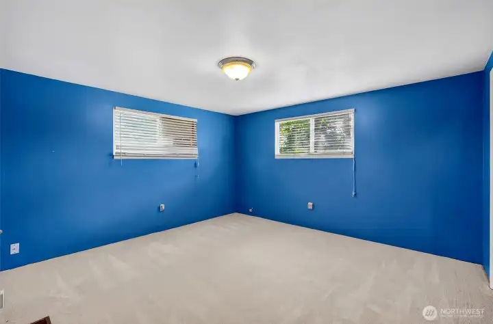 Primary bedroom with brand new carpet