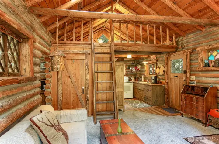 the cabin features a cute sleeping lot too!