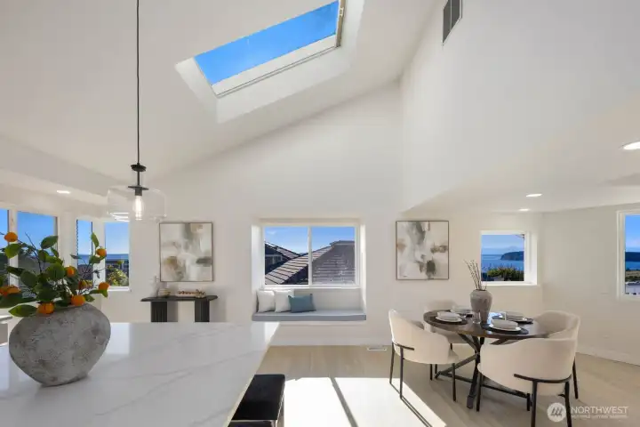 Skylights allow for natural light throughout.