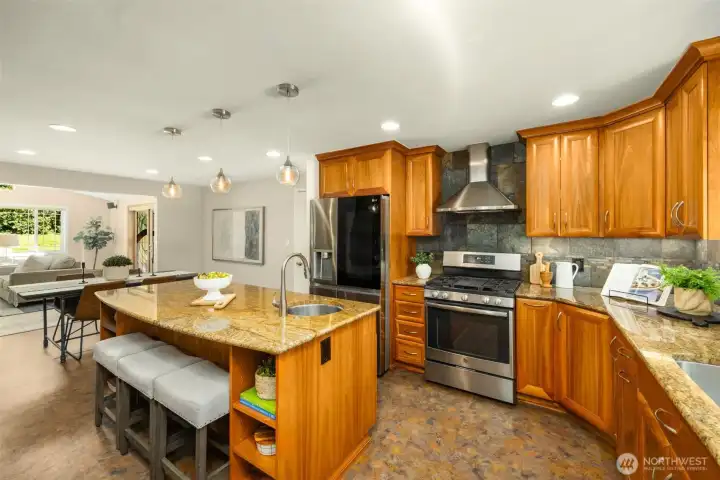High end appliances and gas stove. High end appliances and gas stove.