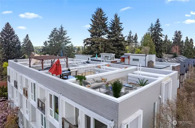Virtually staged rooftop deck