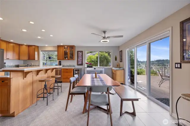 Dining room with new tile floors