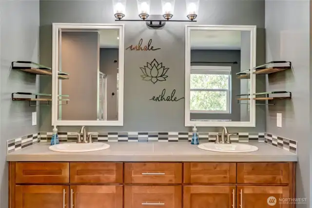 No need to clutter the countertops when you have storage and shelving.