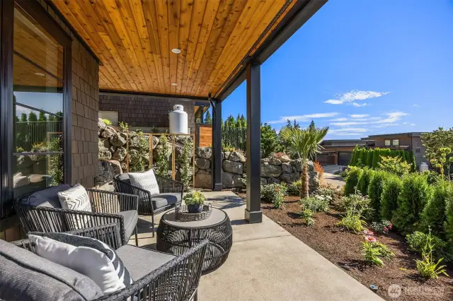 Covered patio area accessed from lower level