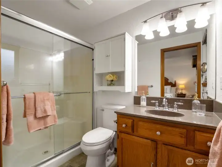 The large walk-in shower makes getting ready in the morning a breeze.