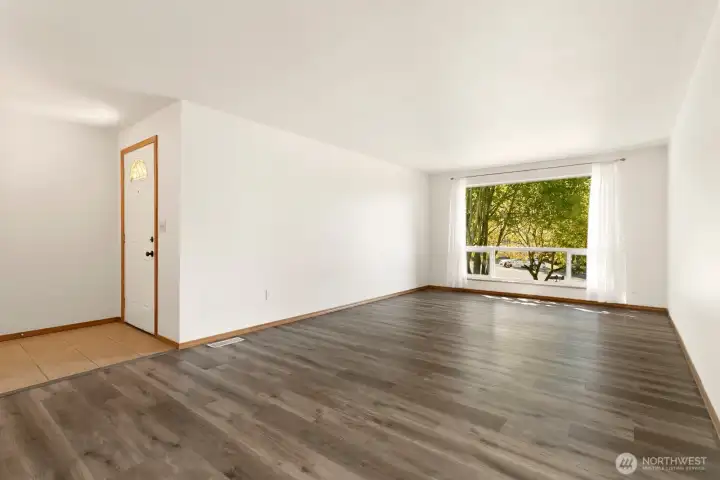 Entry and view of living room