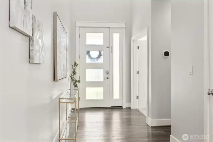 Entry with tall ceilings.