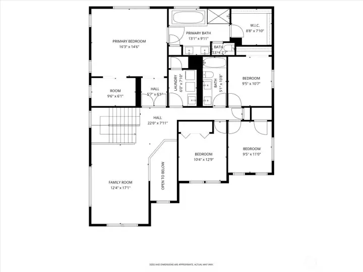 Upstairs floor plan.