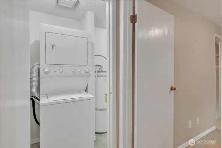 Stackable Frigidaire washer and dryer.