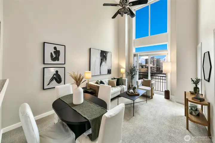 Incredible ceiling height allows for great natural light!