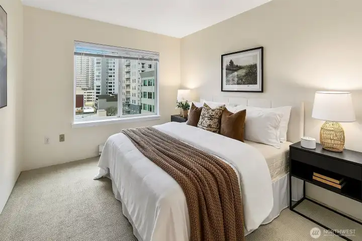 Primary suite with King size bed views of Elliott Bay