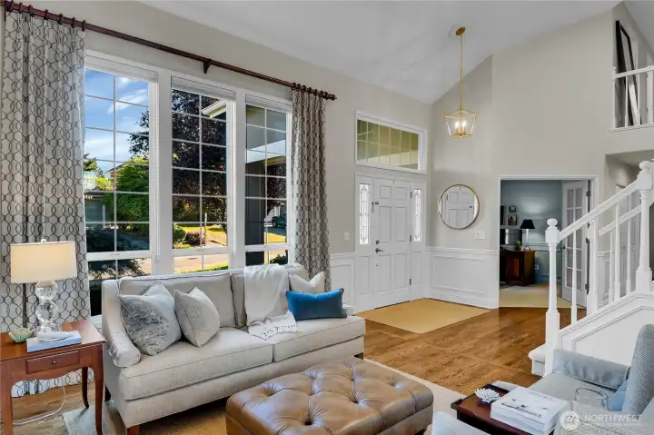 Luxurious Living Room with spacious vaulted ceilings