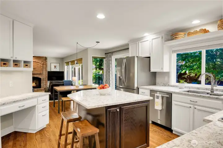 A large spacious quartz Island top, the Center of Day to Day Life.