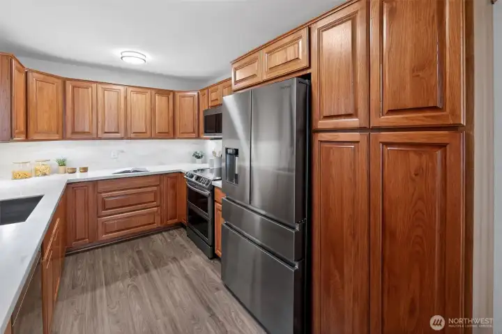 Tons of storage cabinets, including the pantry!