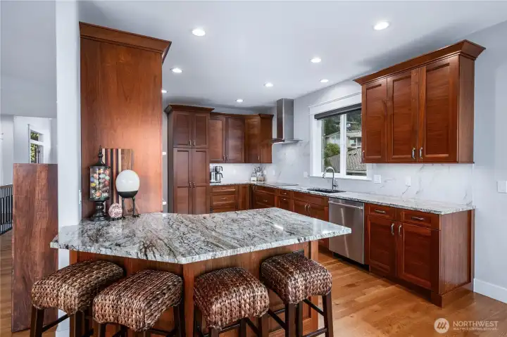 Beautiful Walnut Cabinetry in Kitchen