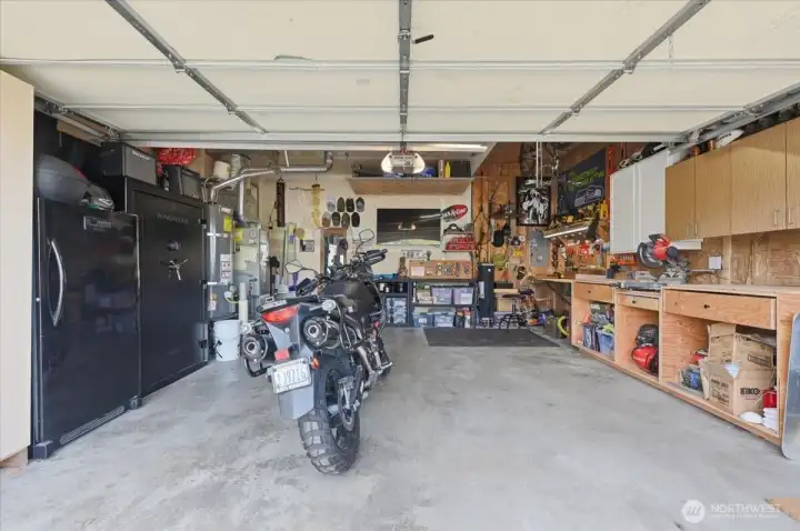 Look at this attached two car garage with attic storage