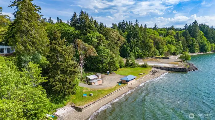 Private beach access with a cabana, firepit, picnic tables, and space for walking your dog invites you to enjoy the very best of the Pacific Northwest coastal lifestyle. Private beach access with a cabana, firepit, picnic tables, and space for walking your dog invites you to enjoy the very best of the Pacific Northwest coastal lifestyle.