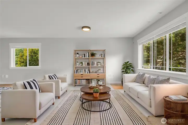 Beautiful new paint, extra large windows and a east to west facing home provides light all day long. Beautiful new paint, extra large windows and a east to west facing home provides light all day long.