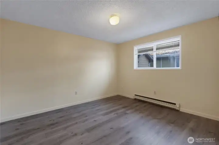 One of two bedrooms in the first unit.