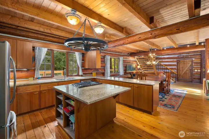 Kitchen island with space for bar seatinig. Kitchen island with space for bar seatinig.