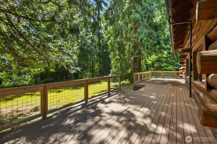South side of house with expansive Timber Tech decking. South side of house with expansive Timber Tech decking.