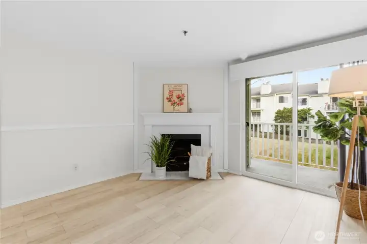 Slider access off the living room onto your private balcony for year-round outdoor enjoyment. Slider access off the living room onto your private balcony for year-round outdoor enjoyment.