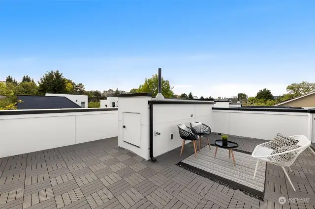 More space, more possibilities! Whether hosting a summer BBQ, creating your rooftop garden, or enjoying the skyline views, this expansive rooftop deck is ready for your personal touch.