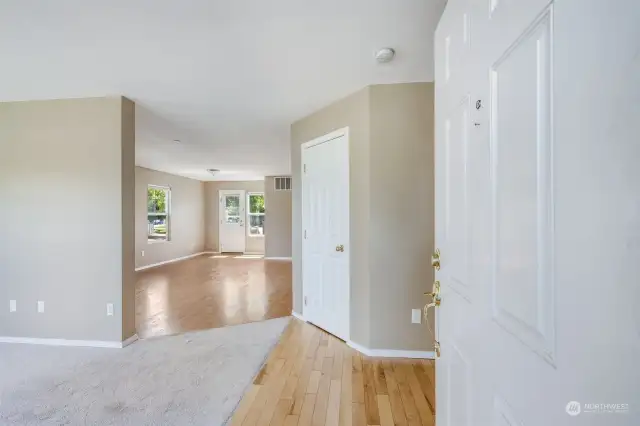 Upon entry you will find hardwood floors on the main level, providing a lovely setting for the room.
