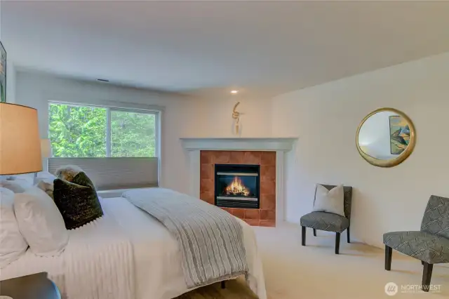 Spacious Master with gas fireplace
