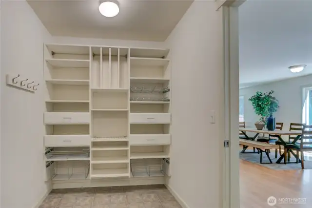 Utility room with massive storage for pantry