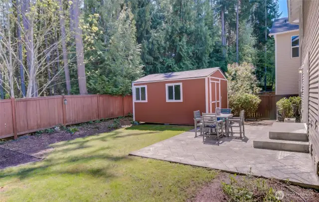 Large stamped concrete patio perfect for entertaining