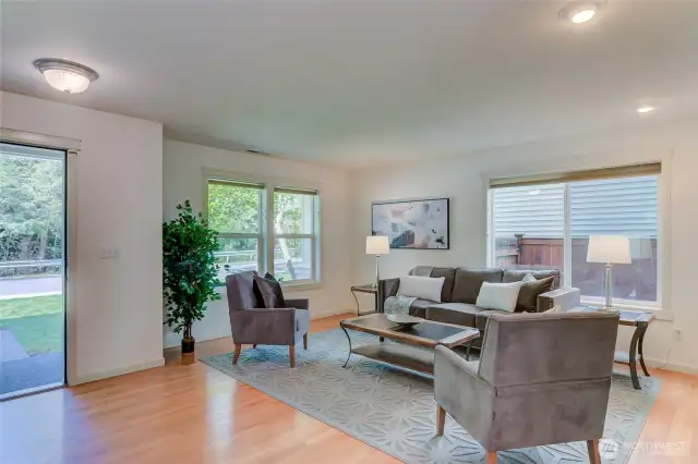 View of front porch and tree lined street