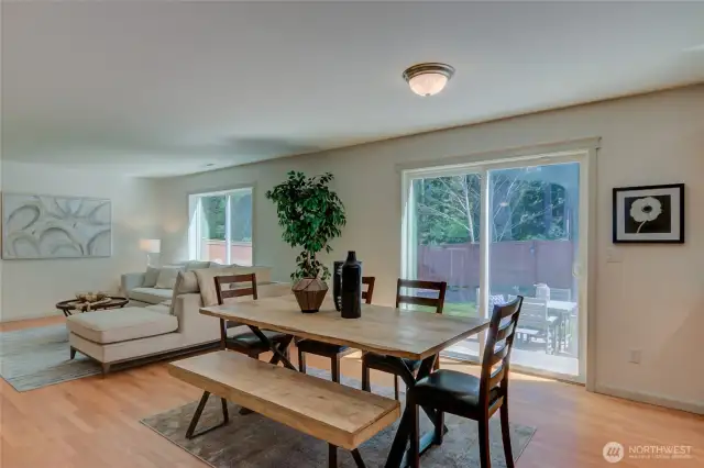 Opens to dining