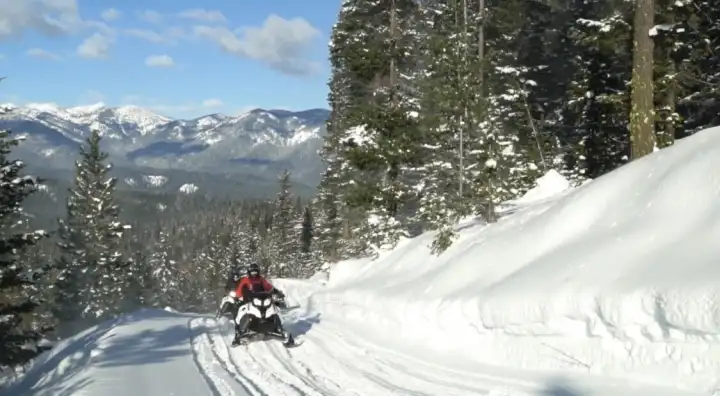 Epic snowmobiling on the endless forestry roads