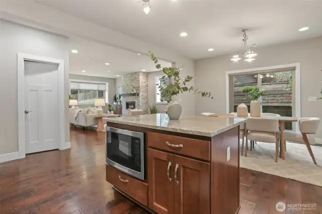 A look back from the kitchen into the living and dining rooms.