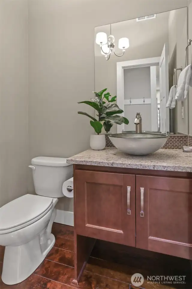 Powder room on the main level.