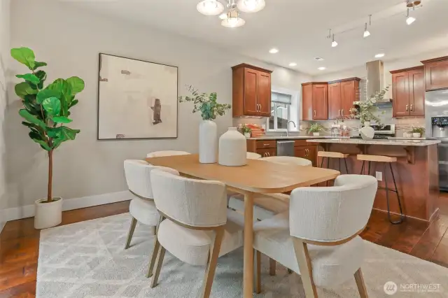 Dining area and kitchen.