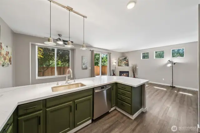 Those trees are not photoshoped in the view, Cook with your Blinds open.