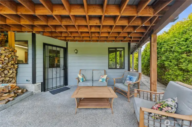 Beautiful covered patio to enjoy the outdoors even on a rainy day!