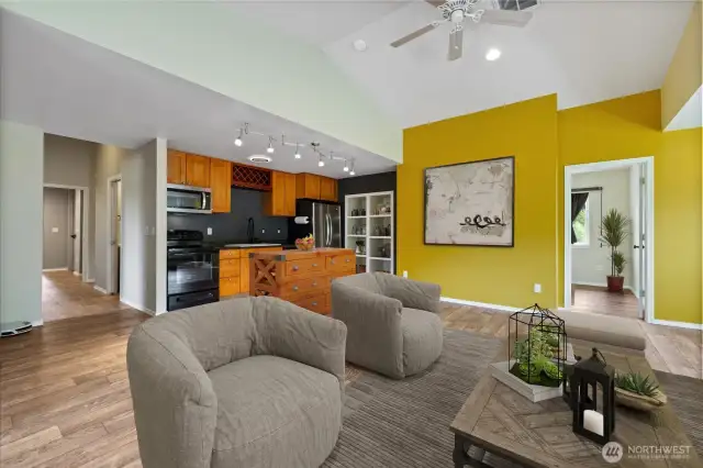 With two fully equipped kitchens and separate living areas, this thoughtfully designed home offers endless possibilities—from multi-generational living to guest accommodations or potential rental opportunities.