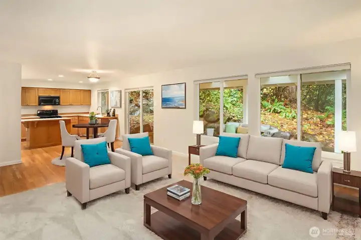 Open Concept - Living Room off of Kitchen (AI for furniture)